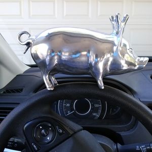 Beautiful silver metal pig